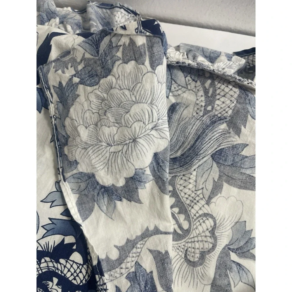 Vintage Ralph Lauren Nanking Standard 2 Shams Porcelain Dragon Blue White Ruffle